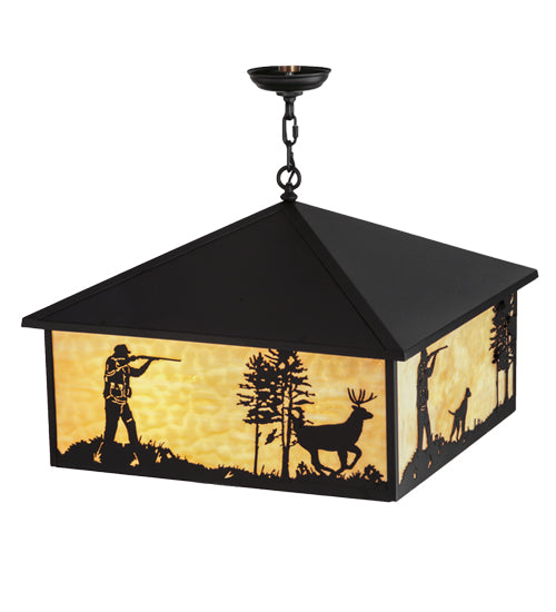 Meyda Tiffany Quail & Deer Hunter 150874 Pendant Light - Timeless Bronze