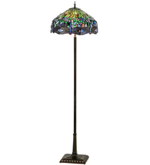 Meyda Tiffany Lighting 151154 Tiffany Hanginghead Dragonfly Four Light Floor Lamp Lamp Bronze / Dark