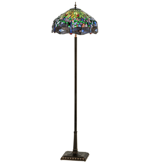 Meyda Tiffany Lighting 151154 Tiffany Hanginghead Dragonfly Four Light Floor Lamp Lamp Bronze / Dark