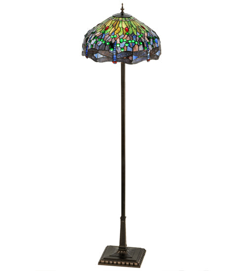 Meyda Tiffany Lighting 151154 Tiffany Hanginghead Dragonfly Four Light Floor Lamp Lamp Bronze / Dark