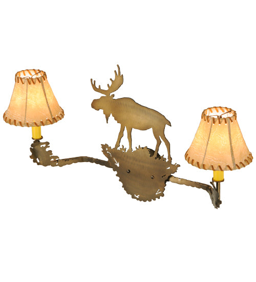 Meyda Tiffany Lone Moose 151163 Bath Vanity Light 27 in. wide - Antique Copper