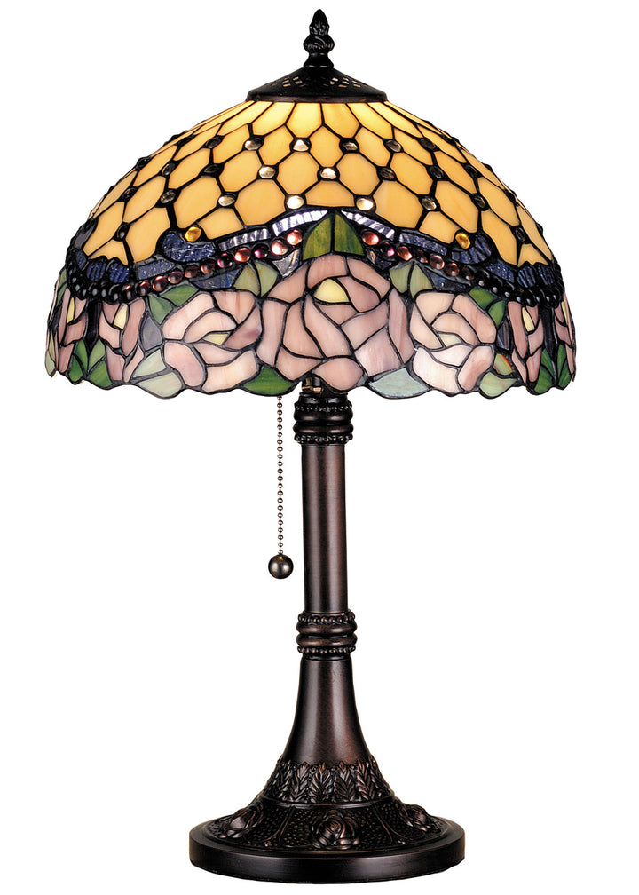 Meyda Tiffany Lighting 82304 Jeweled Rose Table Lamp Lamp Bronze / Dark