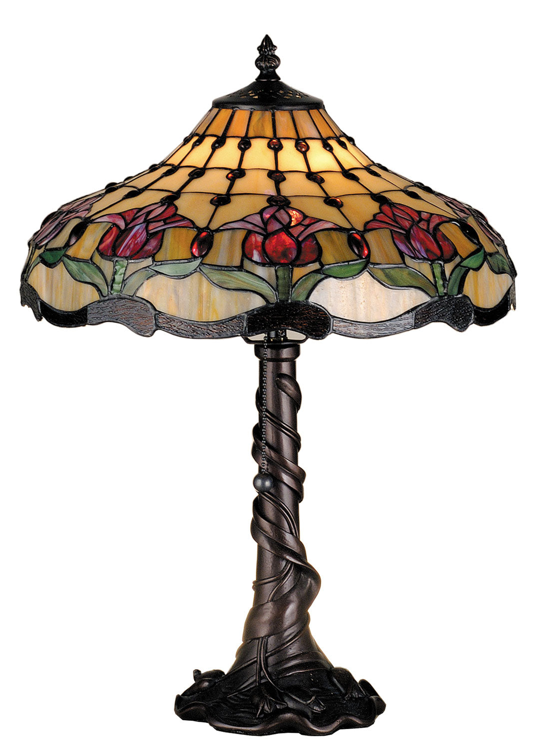 Meyda Tiffany Lighting 82319 Colonial Tulip One Light Table Lamp Lamp Bronze / Dark