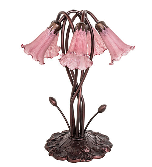 Meyda Tiffany Lighting 15127 Lavender Pond Lily Five Light Accent Lamp Lamp Bronze / Dark