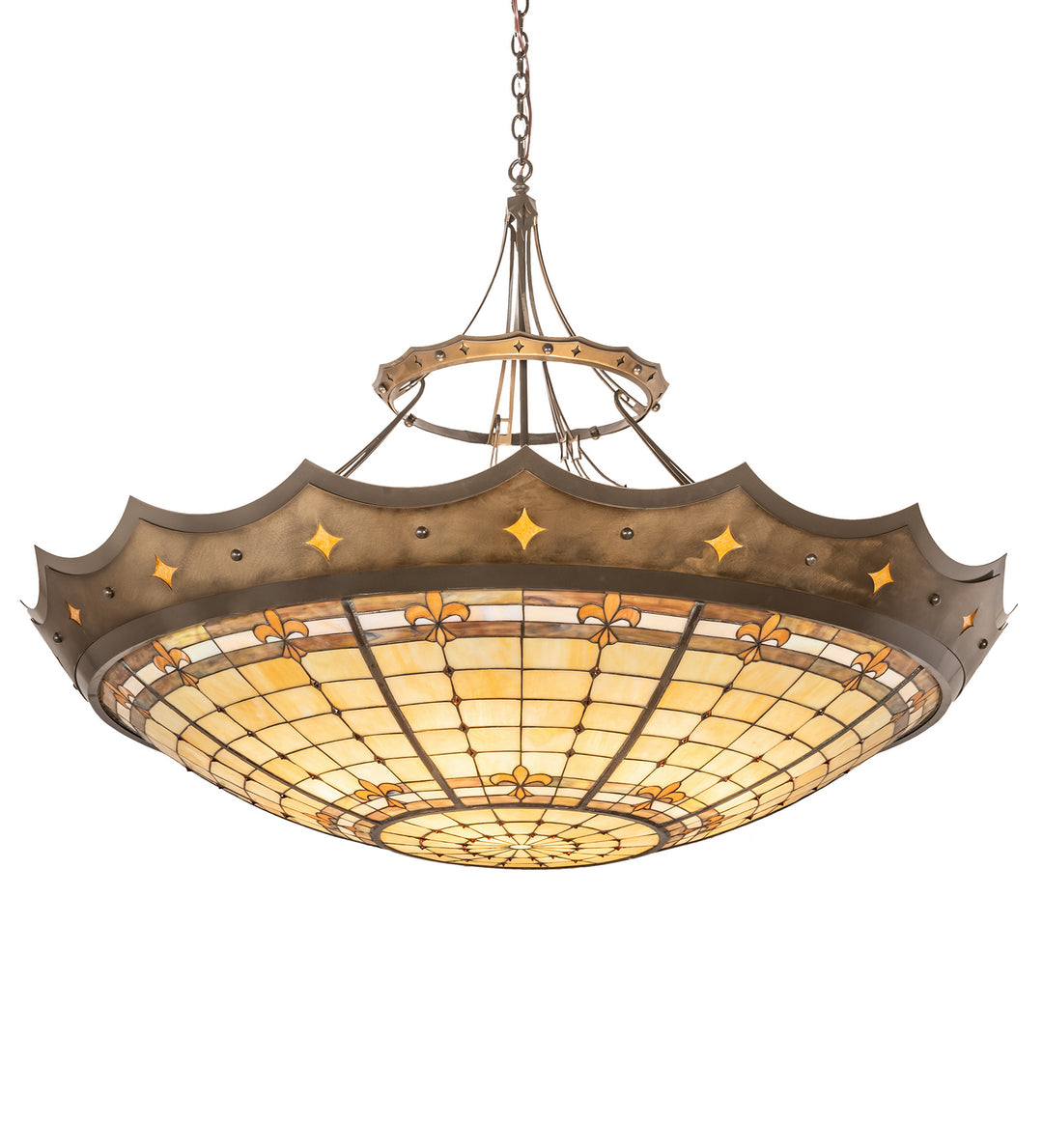 Meyda Tiffany Fleur-De-Lite 82440 Pendant Light - Antique Copper, Craftsman Brown