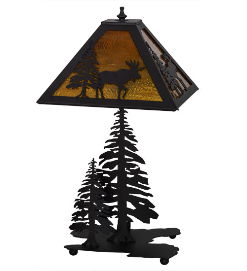 Meyda Tiffany Lighting 151431 Lone Moose Two Light Table Lamp Lamp Bronze / Dark