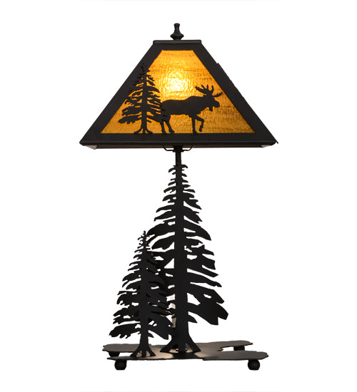 Meyda Tiffany Lighting 151431 Lone Moose Two Light Table Lamp Lamp Bronze / Dark