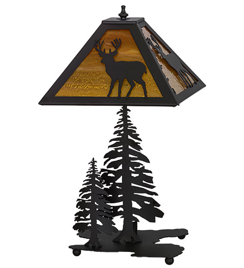 Meyda Tiffany Lighting 151433 Placid Deer Two Light Table Lamp Lamp Bronze / Dark