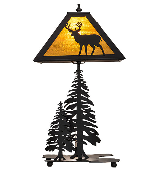 Meyda Tiffany Lighting 151433 Placid Deer Two Light Table Lamp Lamp Bronze / Dark