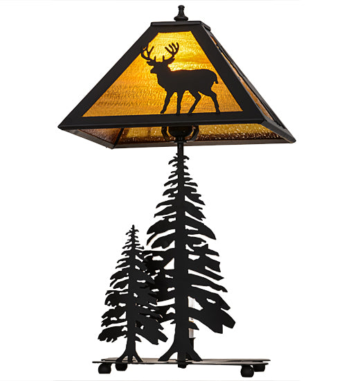 Meyda Tiffany Lighting 151433 Placid Deer Two Light Table Lamp Lamp Bronze / Dark