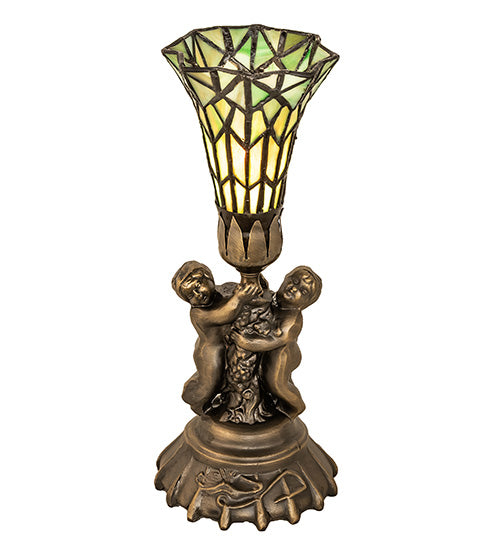 Meyda Tiffany Lighting 151922 Stained Glass Pond Lily One Light Mini Lamp Lamp Bronze / Dark