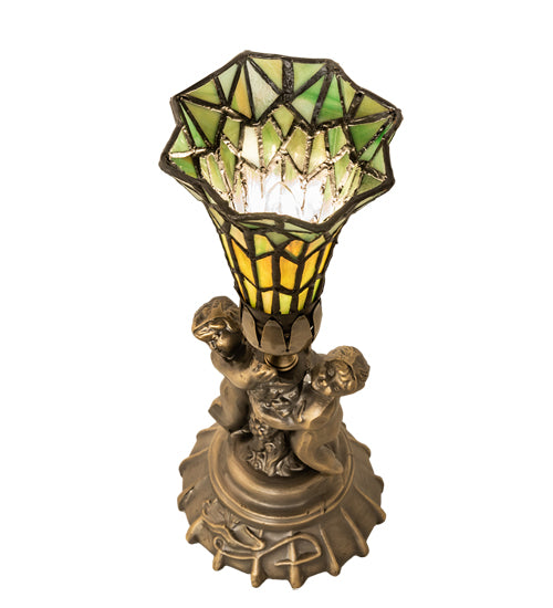 Meyda Tiffany Lighting 151922 Stained Glass Pond Lily One Light Mini Lamp Lamp Bronze / Dark