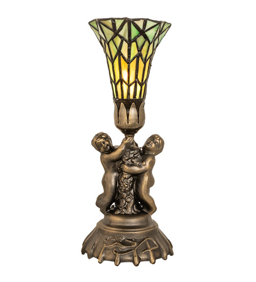 Meyda Tiffany Lighting 151922 Stained Glass Pond Lily One Light Mini Lamp Lamp Bronze / Dark