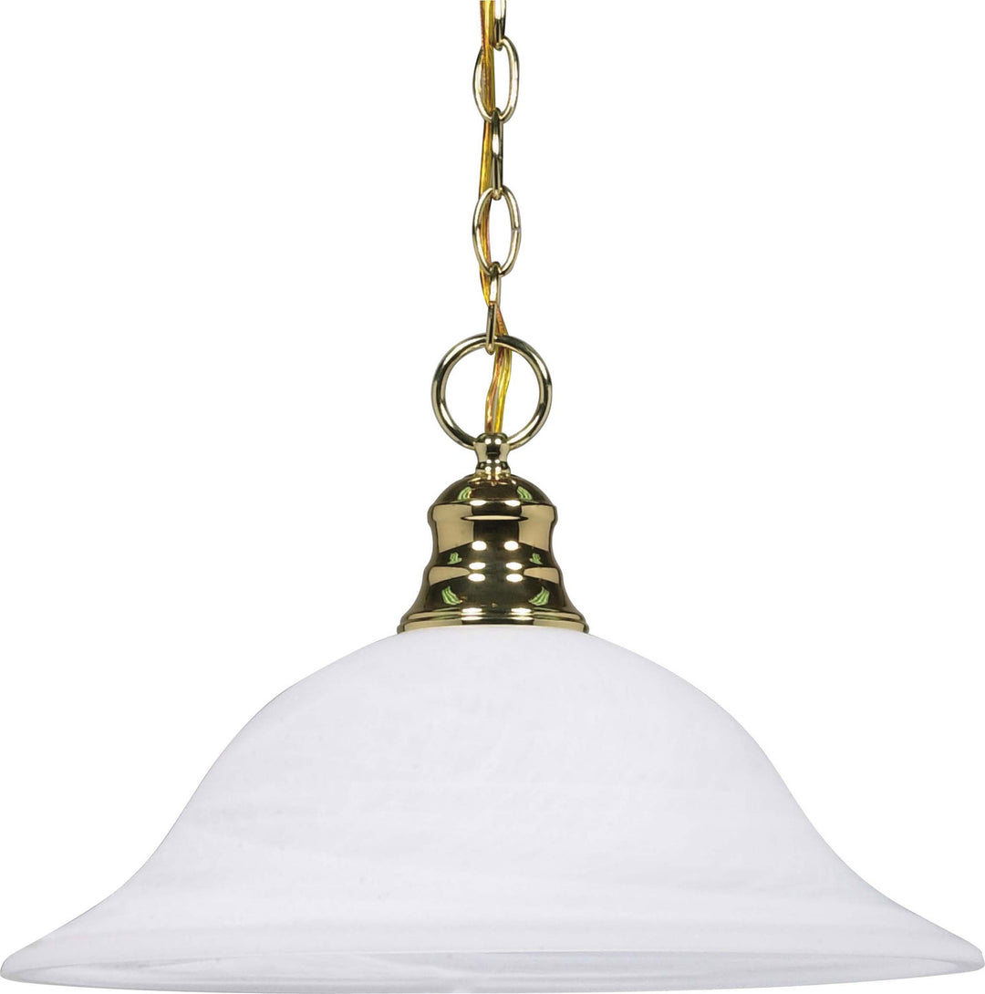 Nuvo Alabaster Glass Hanging Dome 60-392 Pendant Light - Polished Brass