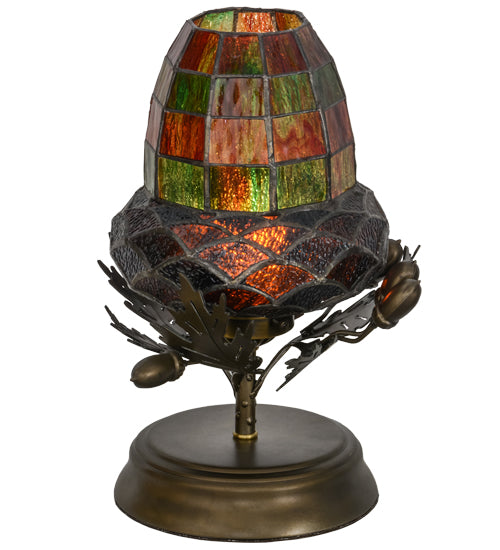Meyda Tiffany Lighting 152371 Greenbriar Oak One Light Mini Lamp Lamp Bronze / Dark