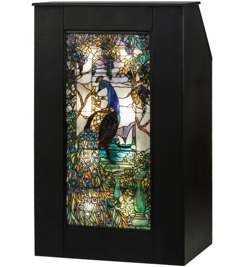 Meyda Tiffany Lighting 152407 Tiffany Peacock Wisteria Lighted Podium Furniture Black