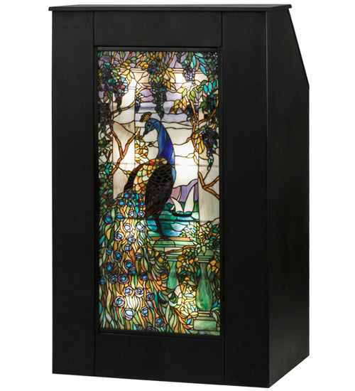 Meyda Tiffany Lighting 152407 Tiffany Peacock Wisteria Lighted Podium Furniture Black