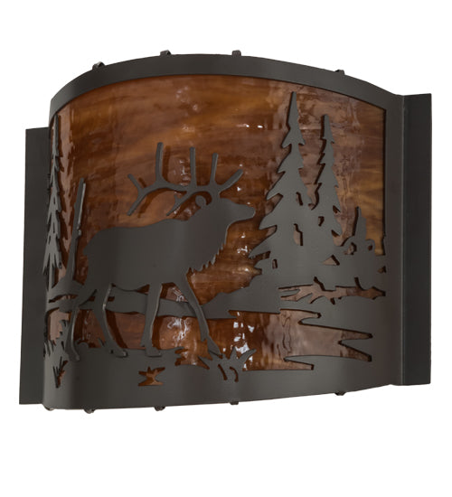 Meyda Tiffany Elk At Lake 152608 Wall Light - Timeless Bronze