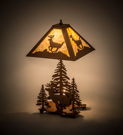 Meyda Tiffany Lighting 15268 Lone Deer Two Light Table Lamp Lamp Bronze / Dark