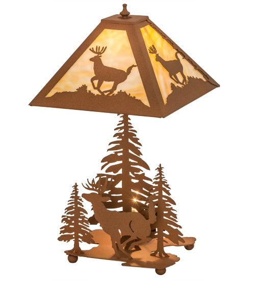 Meyda Tiffany Lighting 15268 Lone Deer Two Light Table Lamp Lamp Bronze / Dark