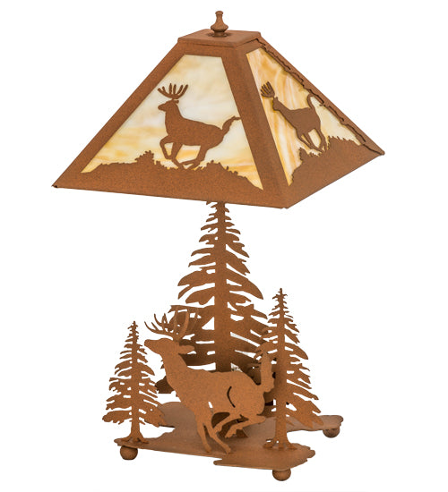 Meyda Tiffany Lighting 15268 Lone Deer Two Light Table Lamp Lamp Bronze / Dark