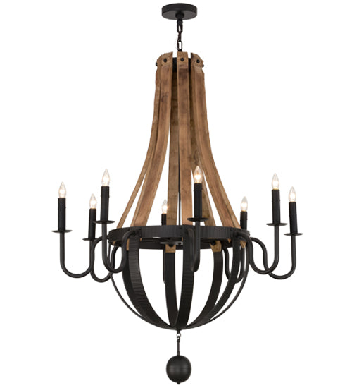 Meyda Tiffany Barrel Stave 152768 Chandelier Light - Natural Wood,Wrought Iron