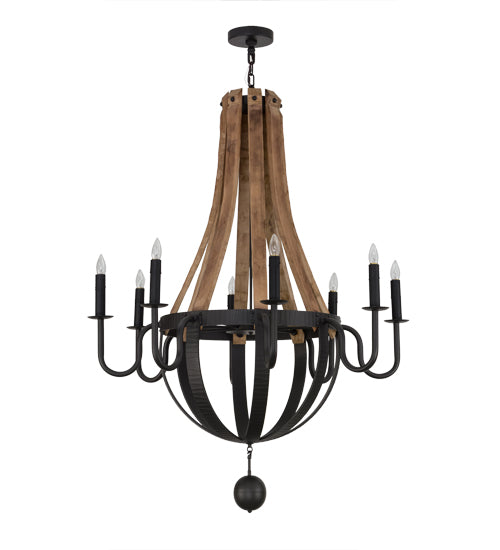 Meyda Tiffany Barrel Stave 152768 Chandelier Light - Natural Wood,Wrought Iron