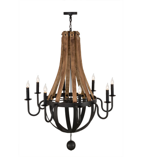 Meyda Tiffany Barrel Stave 152768 Chandelier Light - Natural Wood,Wrought Iron