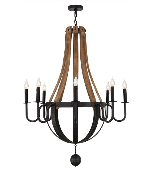 Meyda Tiffany Barrel Stave 152768 Chandelier Light - Natural Wood,Wrought Iron