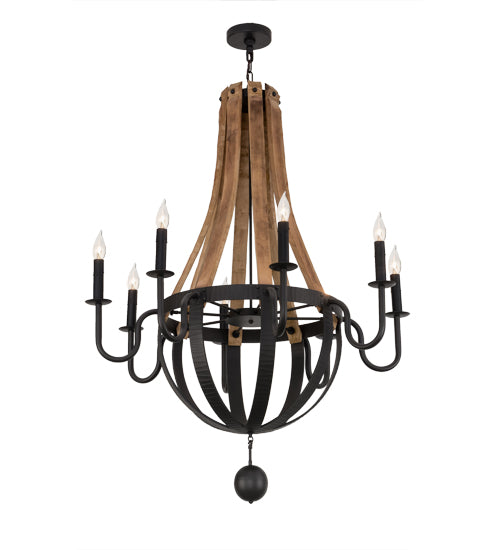 Meyda Tiffany Barrel Stave 152768 Chandelier Light - Natural Wood,Wrought Iron