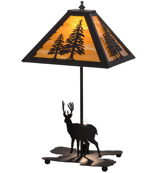 Meyda Tiffany Lighting 153127 Lone Deer Two Light Table Lamp Lamp Bronze / Dark