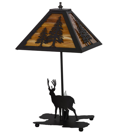 Meyda Tiffany Lighting 153127 Lone Deer Two Light Table Lamp Lamp Bronze / Dark