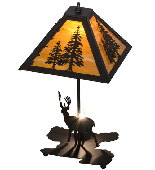 Meyda Tiffany Lighting 153127 Lone Deer Two Light Table Lamp Lamp Bronze / Dark