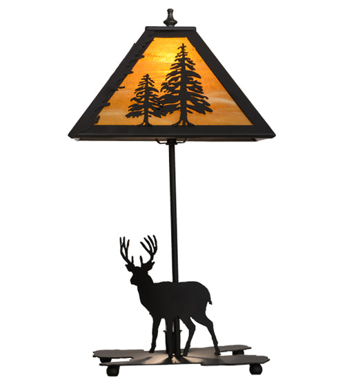 Meyda Tiffany Lighting 153127 Lone Deer Two Light Table Lamp Lamp Bronze / Dark