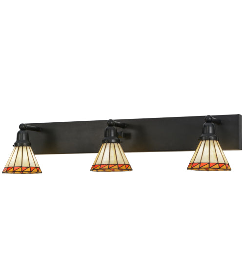 Meyda Tiffany Prairie Mission 153468 Bath Vanity Light 36 in. wide - Craftsman Brown