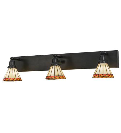 Meyda Tiffany Prairie Mission 153468 Bath Vanity Light 36 in. wide - Craftsman Brown
