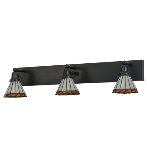 Meyda Tiffany Prairie Mission 153468 Bath Vanity Light 36 in. wide - Craftsman Brown