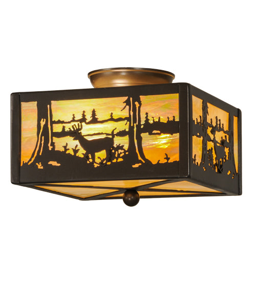 Meyda Tiffany Deer At Lake 15352 Ceiling Light - Timeless Bronze
