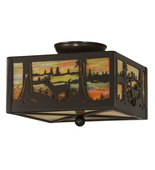Meyda Tiffany Deer At Lake 15352 Ceiling Light - Timeless Bronze