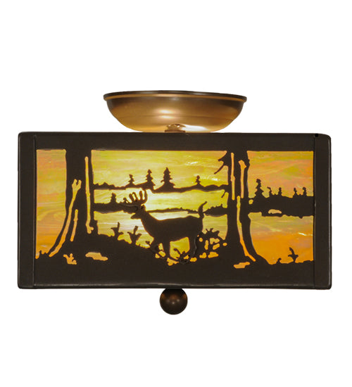Meyda Tiffany Deer At Lake 15352 Ceiling Light - Timeless Bronze