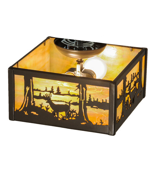 Meyda Tiffany Deer At Lake 15352 Ceiling Light - Timeless Bronze