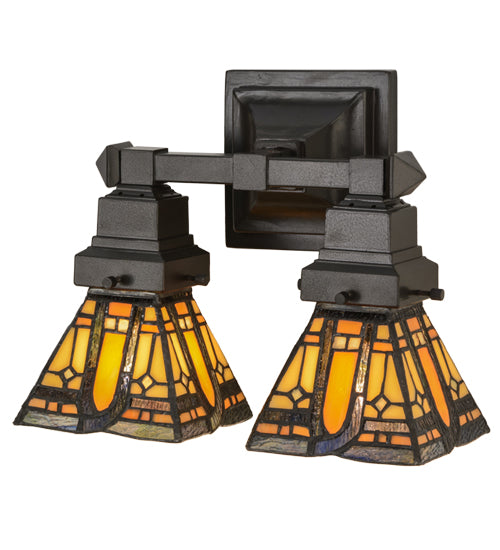 Meyda Tiffany Sierra Prairie Mission 153633 Bath Vanity Light 12 in. wide - Mahogany Bronze