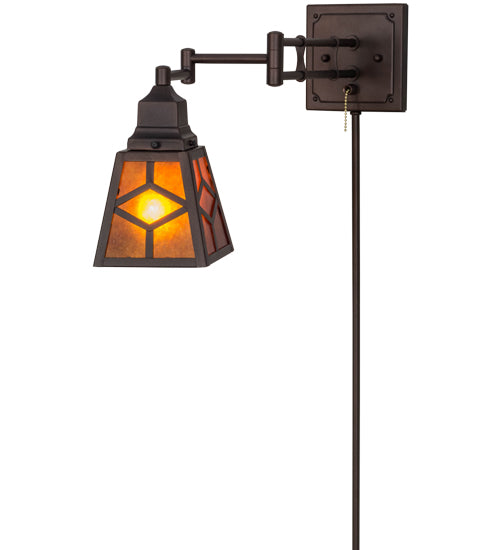 Meyda Tiffany Lighting 153785 Diamond Craftsman One Light Swing Arm Wall Sconce Lamp Bronze / Dark
