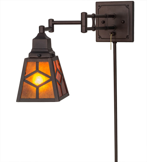 Meyda Tiffany Lighting 153785 Diamond Craftsman One Light Swing Arm Wall Sconce Lamp Bronze / Dark