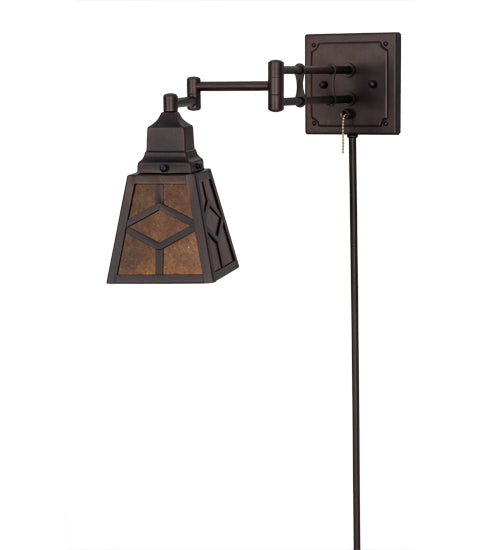 Meyda Tiffany Lighting 153785 Diamond Craftsman One Light Swing Arm Wall Sconce Lamp Bronze / Dark
