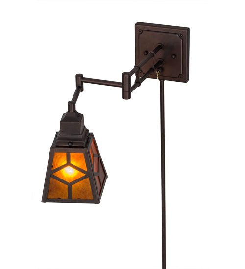 Meyda Tiffany Lighting 153785 Diamond Craftsman One Light Swing Arm Wall Sconce Lamp Bronze / Dark