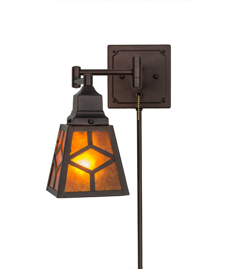 Meyda Tiffany Lighting 153785 Diamond Craftsman One Light Swing Arm Wall Sconce Lamp Bronze / Dark