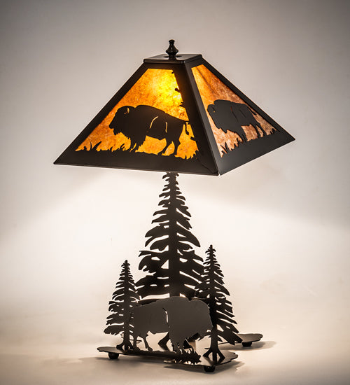 Meyda Tiffany Lighting 15380 Buffalo Two Light Table Lamp Lamp Bronze / Dark