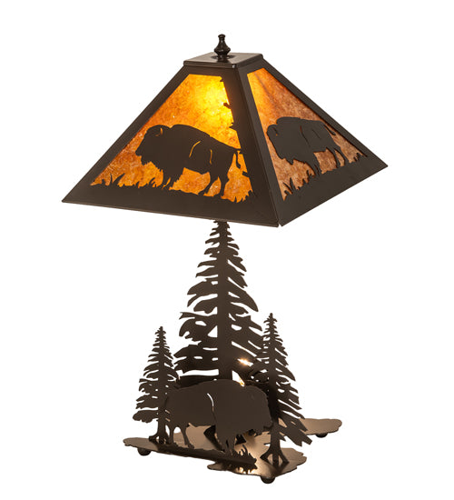 Meyda Tiffany Lighting 15380 Buffalo Two Light Table Lamp Lamp Bronze / Dark