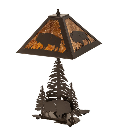 Meyda Tiffany Lighting 15380 Buffalo Two Light Table Lamp Lamp Bronze / Dark